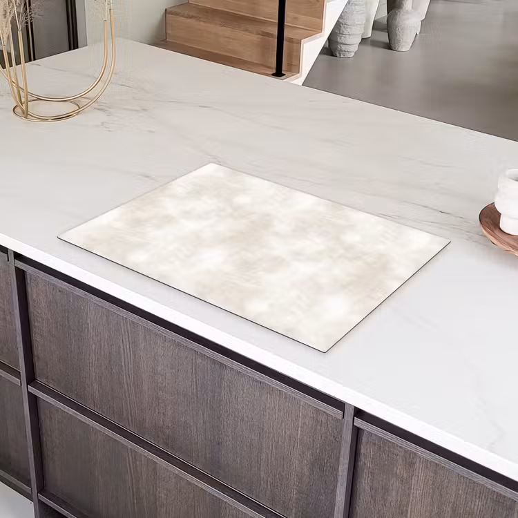 Subtiel - Structuur - Beige Inductie beschermer vinyl 3mm klein 276 -sfeer8