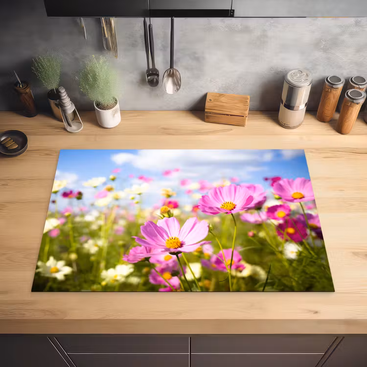 Zomerse Cosmea Inductie beschermer vinyl 3mm klein -sfeer5
