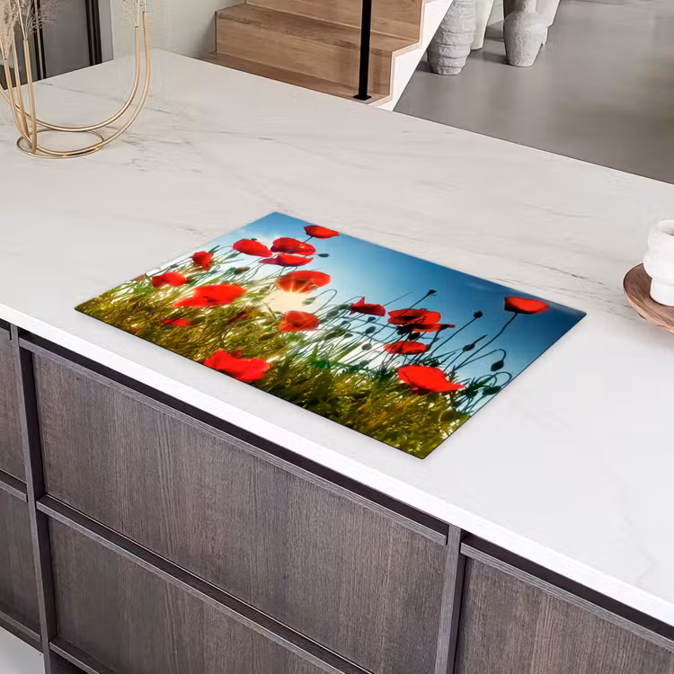 Zomerse Klaprozenpracht Inductie beschermer vinyl 3mm klein -sfeer8