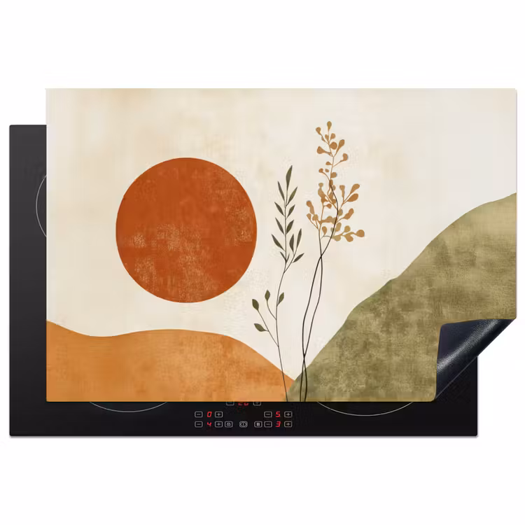 Zon - Abstract - Takken - Oranje Inductie beschermer vinyl 3mm klein -3d