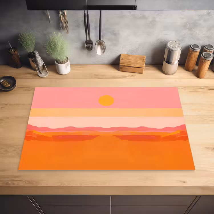 Zon - Abstract - Landschap - Oranje Inductie beschermer vinyl 3mm klein -sfeer5