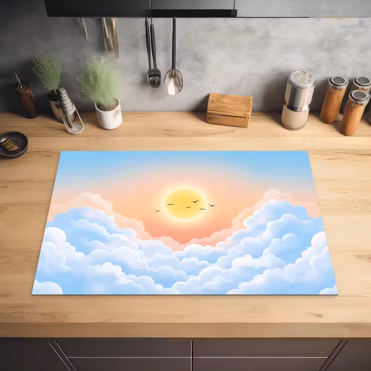 Zon - Vogels - Lucht - Natuur - Geel Inductie beschermer vinyl 3mm klein -sfeer5