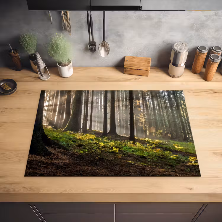 Zon - Takken - Bomen - Bos - Natuur Inductie beschermer vinyl 3mm middel -sfeer5