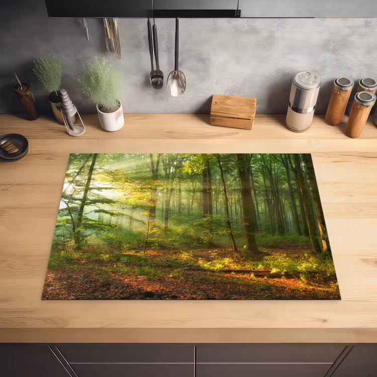 Zon - Bos - Bomen - Natuur - Herfst Inductie beschermer vinyl 3mm middel -sfeer5