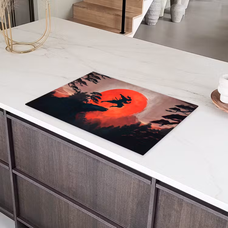Zon - Krijger - Bomen - Bergen Inductie beschermer vinyl 3mm klein -sfeer8