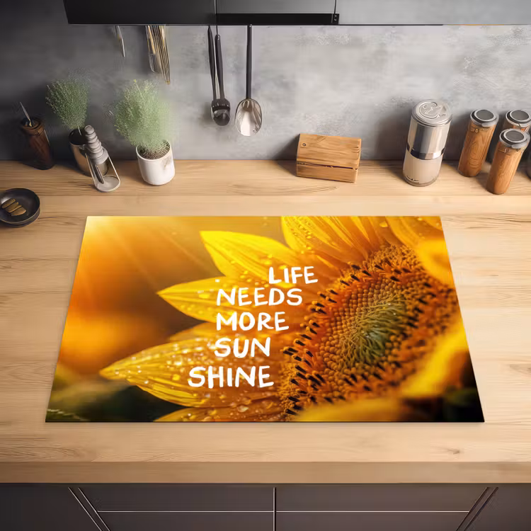 Zonnebloem - Close up - Geel - Quote Inductie beschermer vinyl 3mm klein -sfeer5
