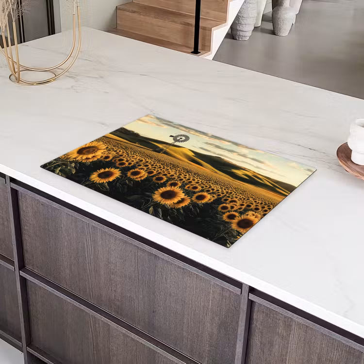 Zonnebloem - Veld - Windmolen Inductie beschermer vinyl 3mm klein -sfeer8