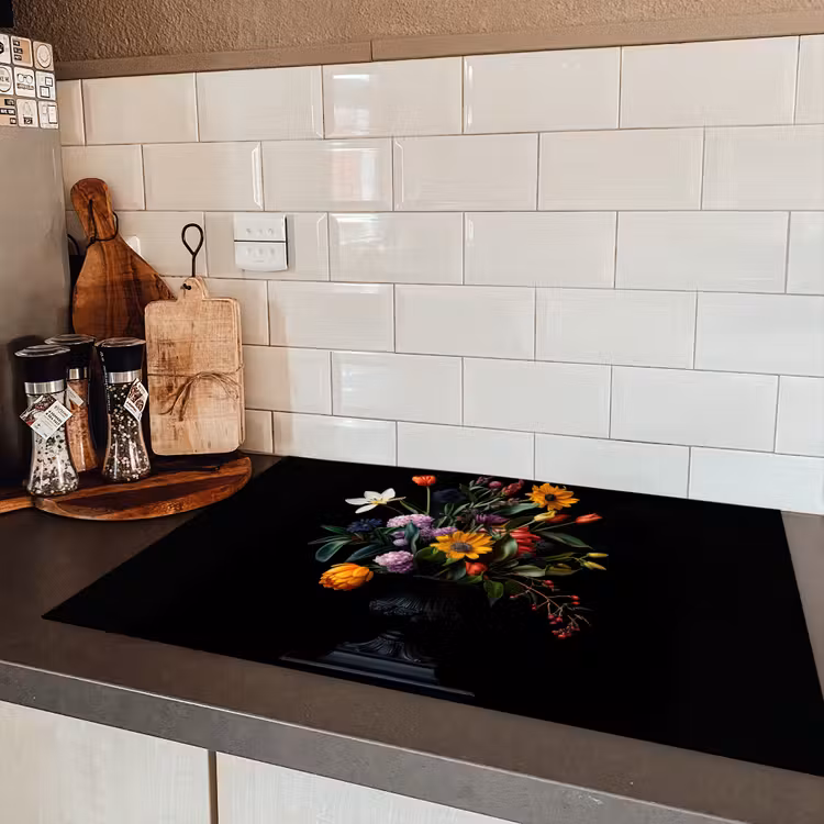 Zonnebloemen - Boeket - Kleurrijk Inductie beschermer vinyl 3mm klein -sfeer3