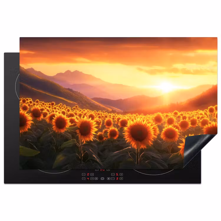 Zonnebloemen - Zonsondergang - Landschap Inductie beschermer vinyl 3mm klein -3d