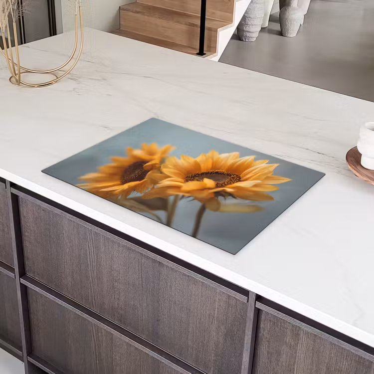 Zonnebloemen - Geel - Wazig Inductie beschermer vinyl 3mm klein -sfeer8