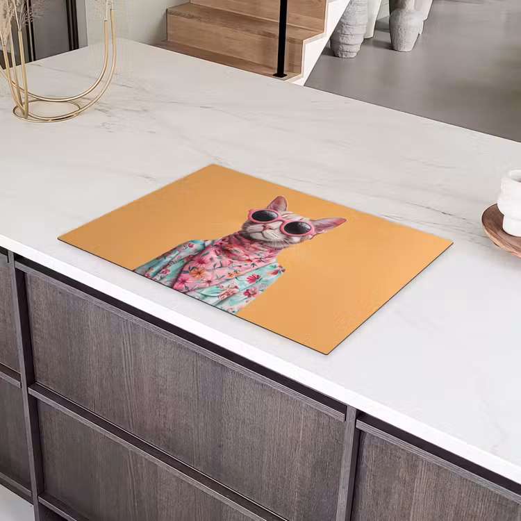 Zonnebril - Kat - Sjaal - Bloemen Inductie beschermer vinyl 3mm klein -sfeer8
