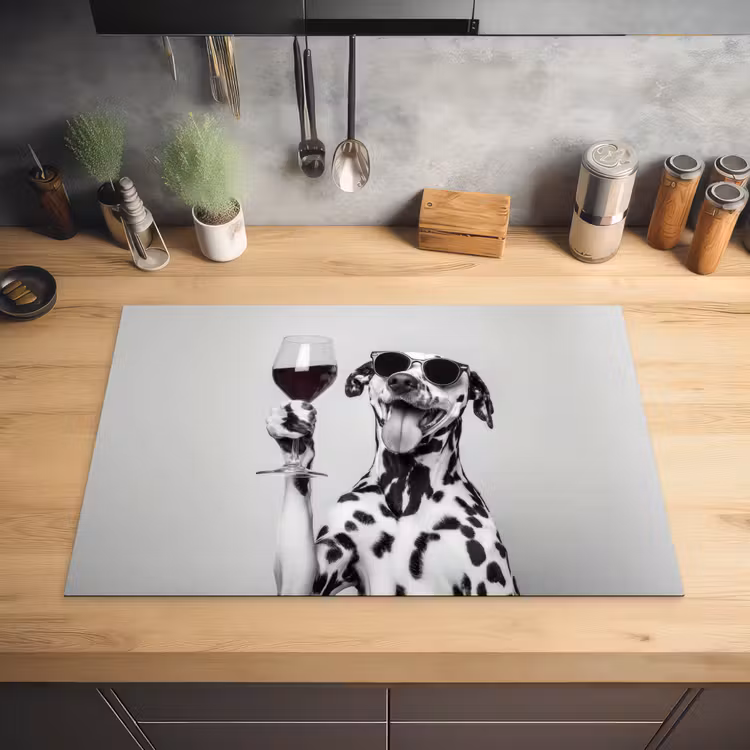 Zonnebril - Dalmatiër - Wijnglas - Tong Inductie beschermer vinyl 3mm klein -sfeer5