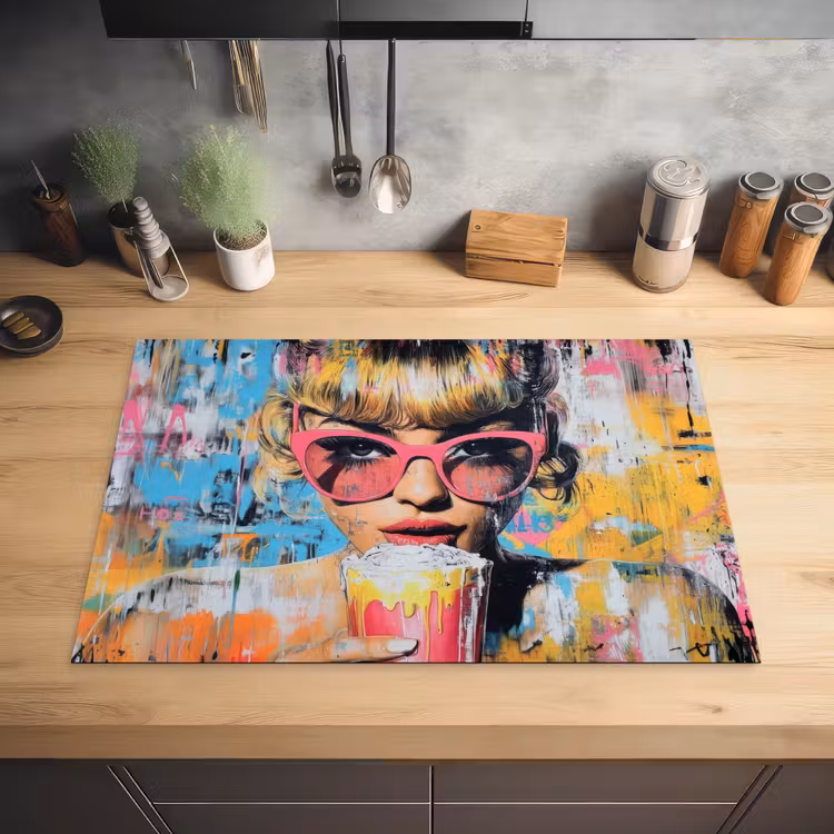 Zonnebril - Vrouw - Kleurrijk - Verfspetters Inductie beschermer vinyl 3mm klein -sfeer5