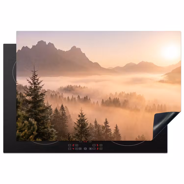 Zonlicht - Mist - Bergen - Bomen Inductie beschermer vinyl 3mm klein -3d
