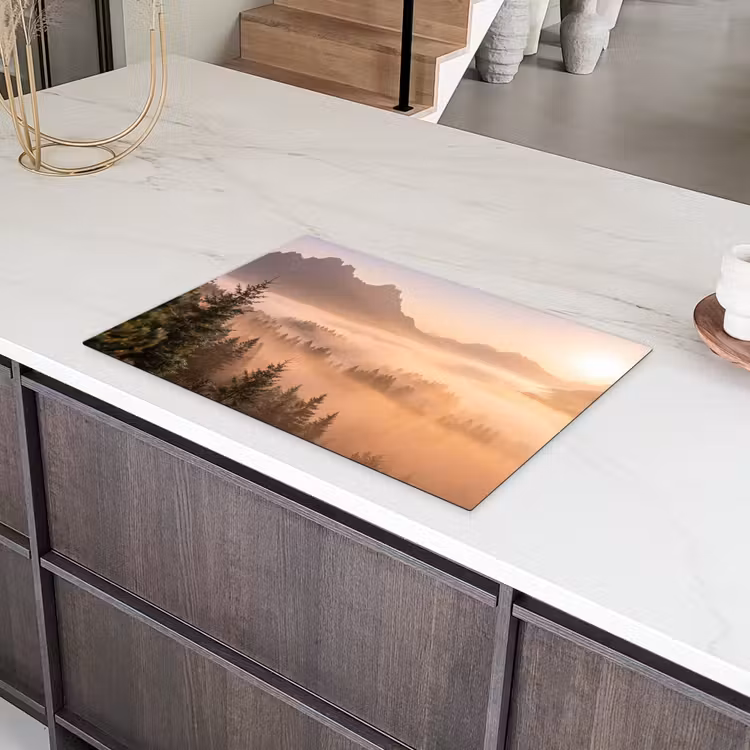 Zonlicht - Mist - Bergen - Bomen Inductie beschermer vinyl 3mm klein -sfeer8