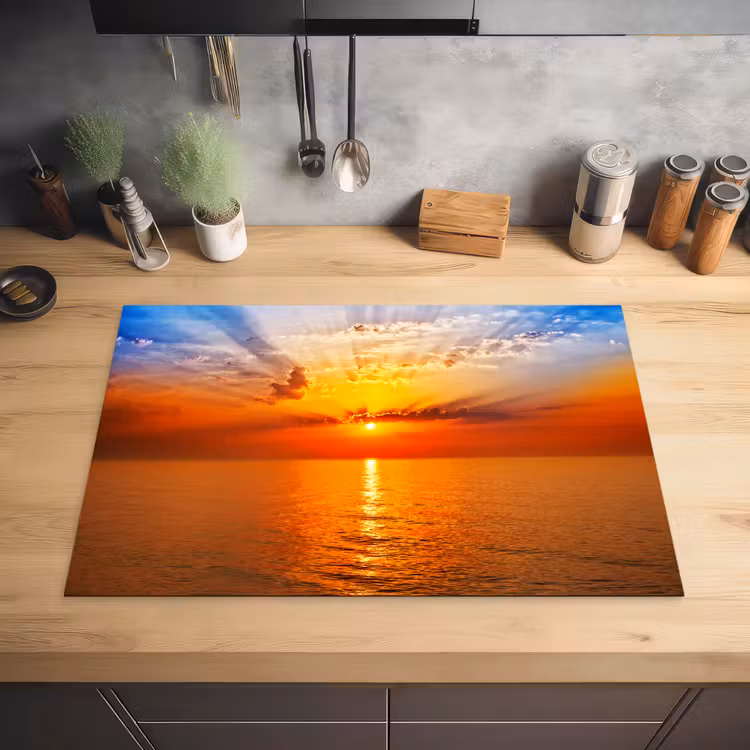 Zonsondergang - Zee - Lucht - Oranje - Horizon - Water Inductie beschermer vinyl 3mm klein -sfeer5
