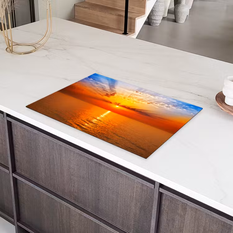 Zonsondergang - Zee - Lucht - Oranje - Horizon - Water Inductie beschermer vinyl 3mm klein -sfeer8