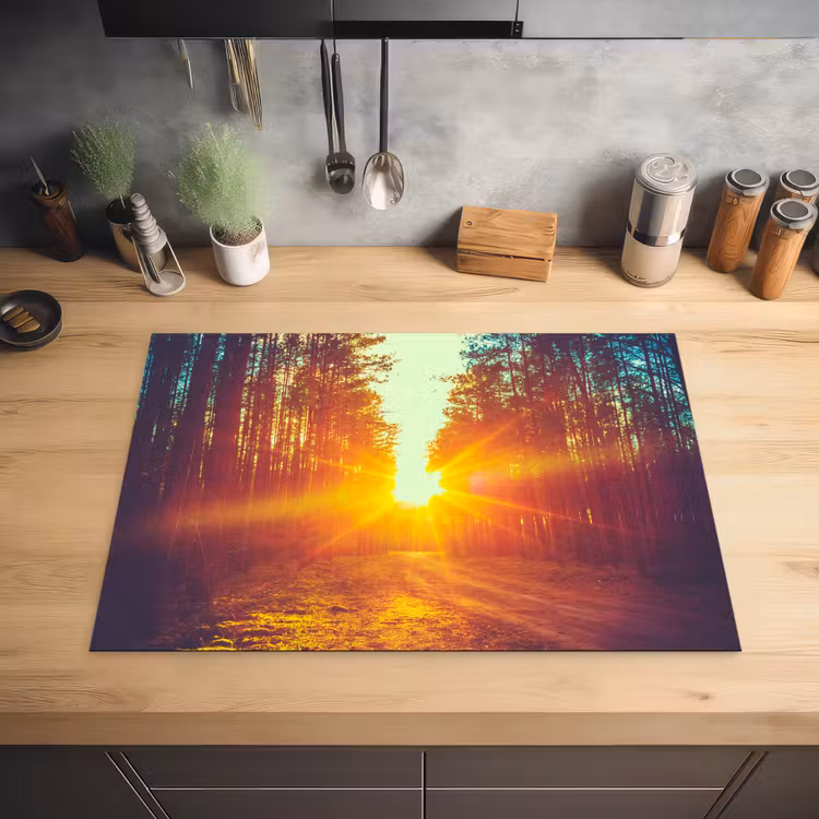 Zonsondergang - Bomen - Bos - Natuur Inductie beschermer vinyl 3mm middel -sfeer5