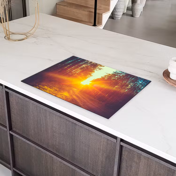 Zonsondergang - Bomen - Bos - Natuur Inductie beschermer vinyl 3mm middel -sfeer8