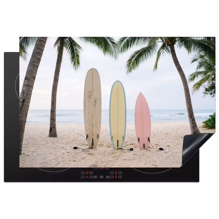 Surfboard - Palmbomen - Kleurrijk Inductie beschermer vinyl 3mm klein -3d