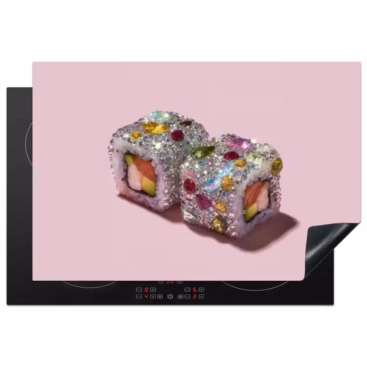 Sushi - Rolletjes - Steentjes - Kleurrijk Inductie beschermer vinyl 3mm klein -3d