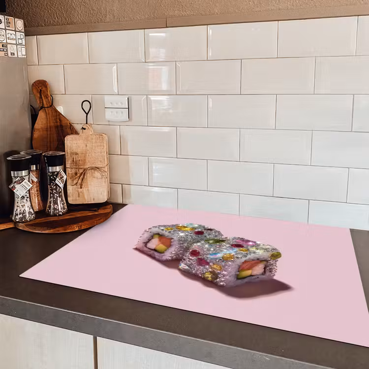 Sushi - Rolletjes - Steentjes - Kleurrijk Inductie beschermer vinyl 3mm klein -sfeer3