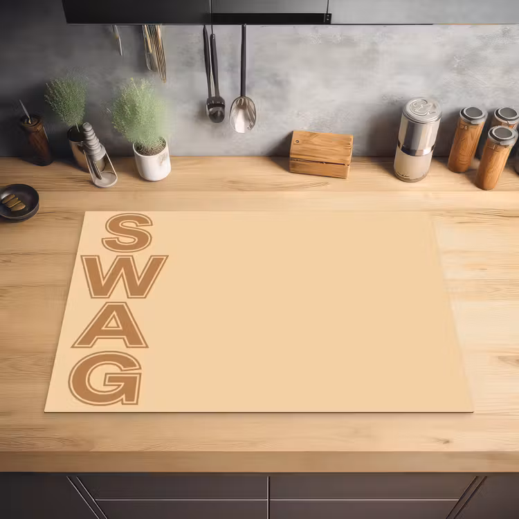 Swag - Bruin - Beige Inductie beschermer vinyl 3mm klein -sfeer5