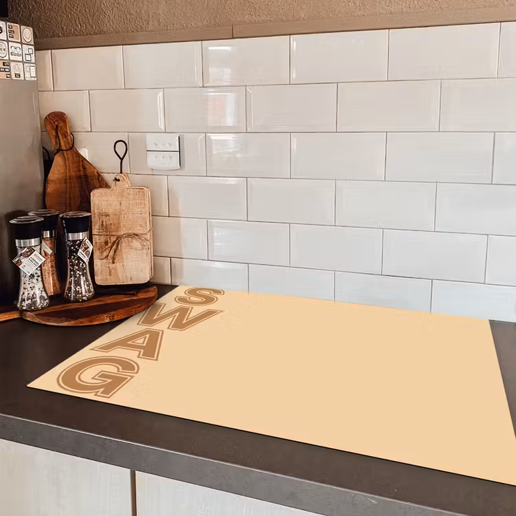Swag - Bruin - Beige Inductie beschermer vinyl 3mm klein -sfeer3