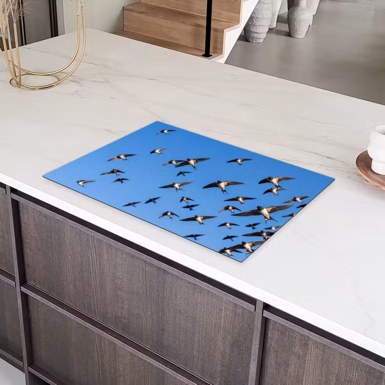Zwaluwen - Vliegen - Blauw Inductie beschermer vinyl 3mm klein -sfeer8