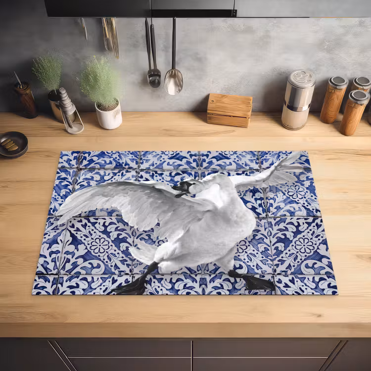 Zwaan - Kunst - Delfts blauw - Schilderij - Oude meesters Inductie beschermer vinyl 3mm klein -sfeer5