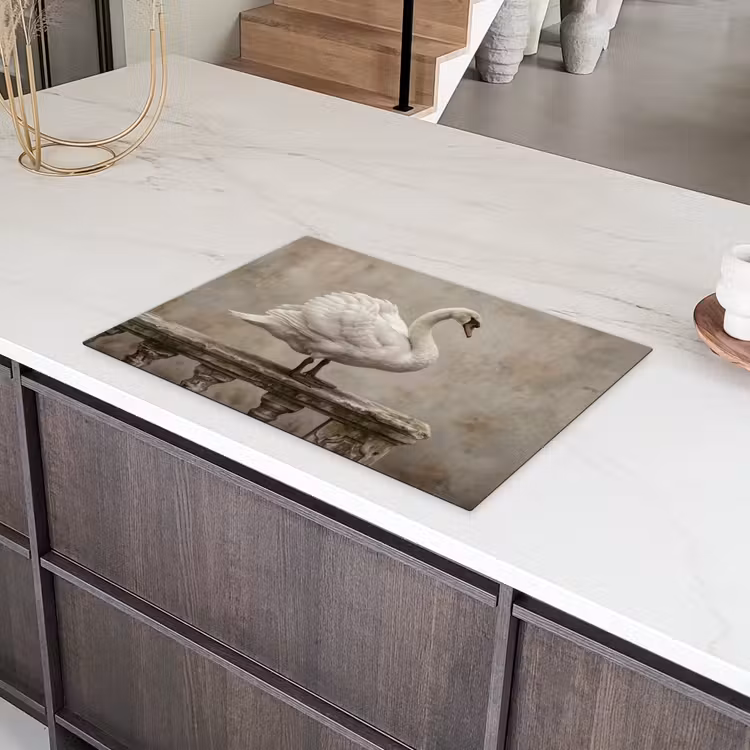 Zwaan - Elegant - Dieren - Wit Inductie beschermer vinyl 3mm klein -sfeer8