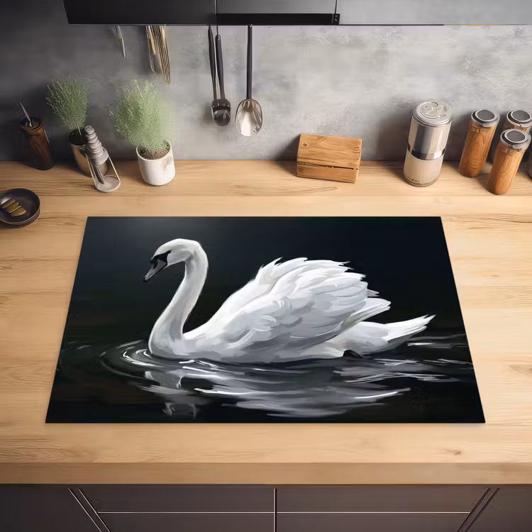 Zwaan - Water - Natuur - Realistisch - Wit Inductie beschermer vinyl 3mm klein -sfeer5