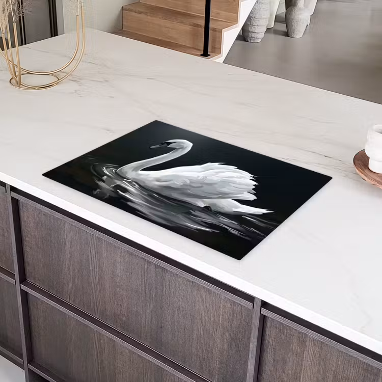 Zwaan - Water - Natuur - Realistisch - Wit Inductie beschermer vinyl 3mm klein -sfeer8