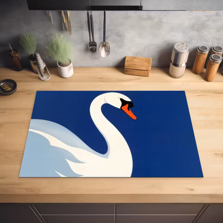 Zwaan - Wit - Snavel - Illustratie Inductie beschermer vinyl 3mm klein -sfeer5