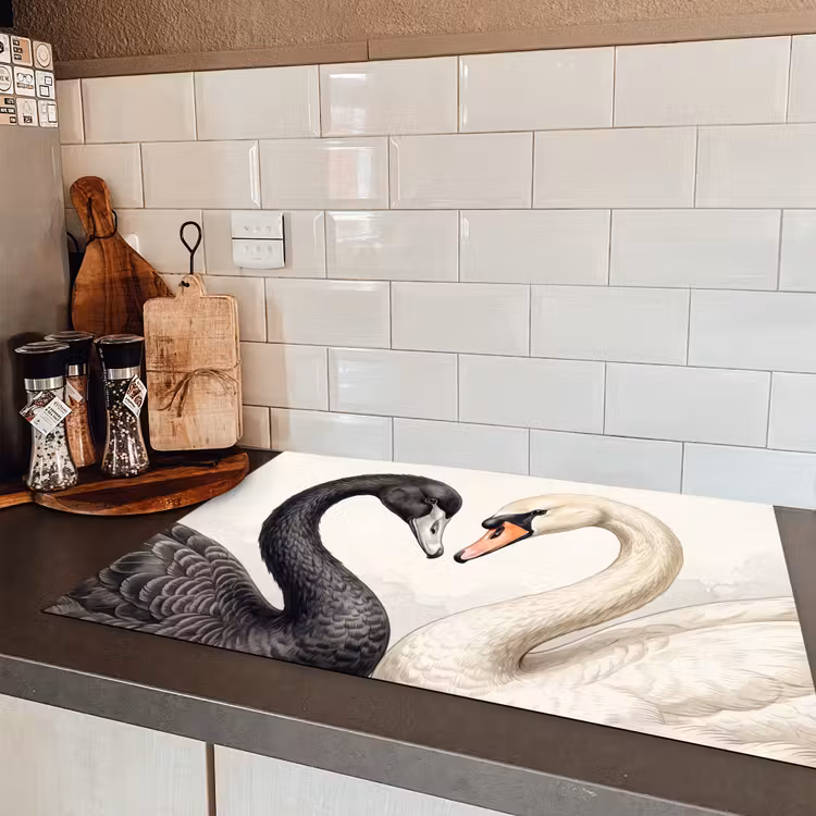 Zwanen - Hartvorm - Dieren Inductie beschermer vinyl 3mm klein -sfeer3