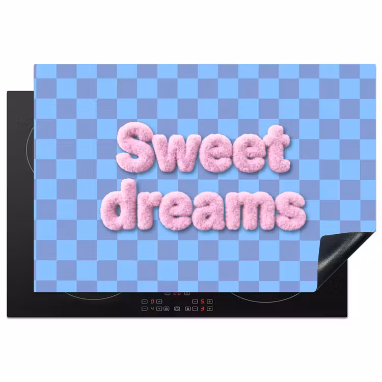 Sweet dreams - Vierkanten - Roze - Blauw Inductie beschermer vinyl 3mm klein -3d