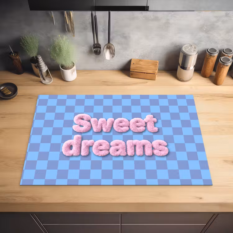 Sweet dreams - Vierkanten - Roze - Blauw Inductie beschermer vinyl 3mm klein -sfeer5