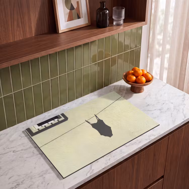 Badpak - Schaduw - Muur - Zomer - Minimalistisch Inductie beschermer vinyl 3mm klein -sfeer8