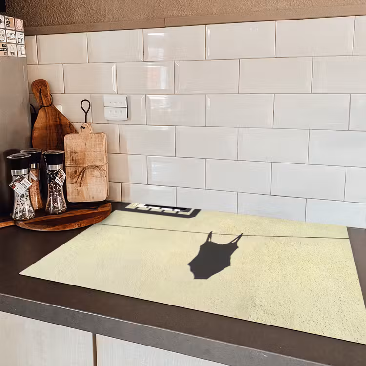 Badpak - Schaduw - Muur - Zomer - Minimalistisch Inductie beschermer vinyl 3mm klein -sfeer3