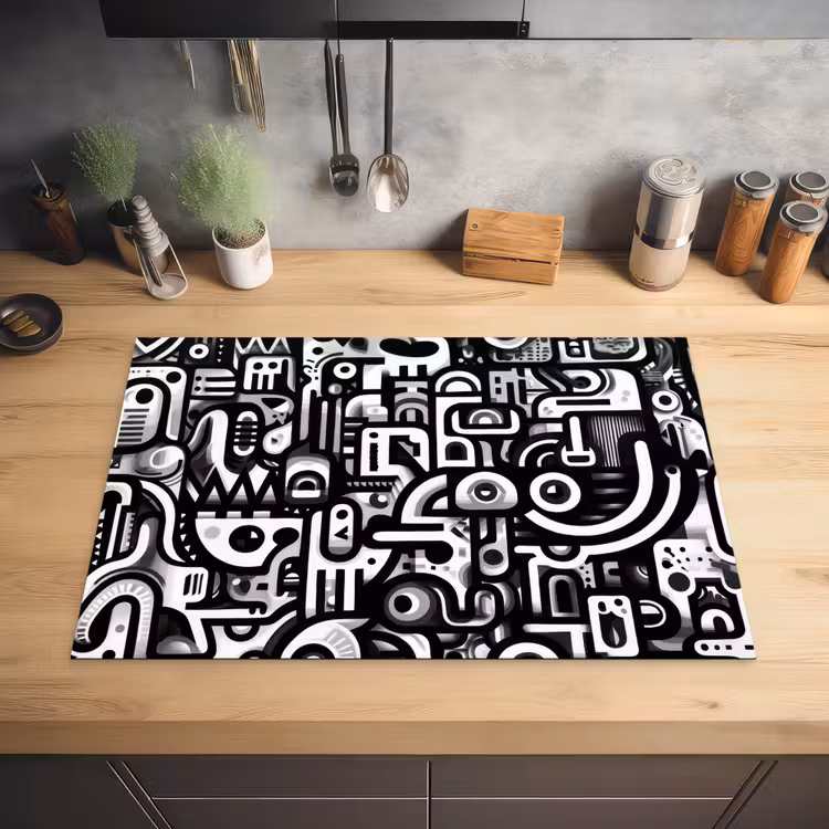Symbolen - Abstract - Grafisch - Zwart Inductie beschermer vinyl 3mm klein -sfeer5