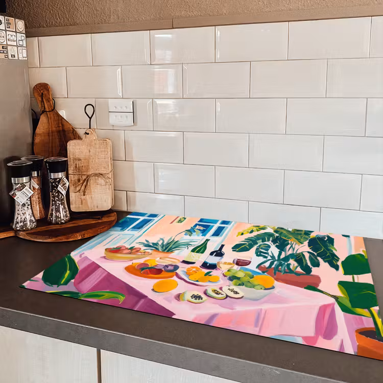 Tafel - Wijn - Fruit Inductie beschermer vinyl 3mm klein -sfeer3