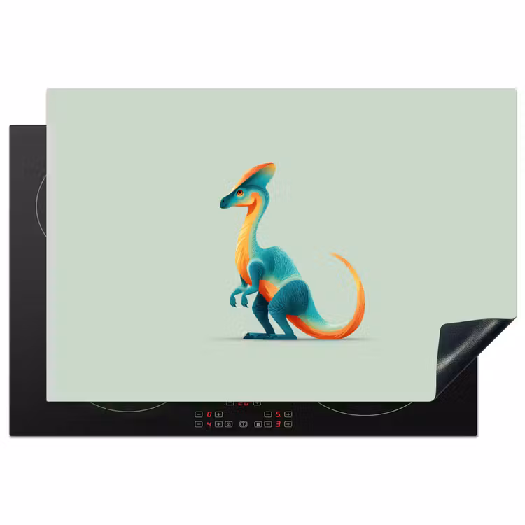 Staart - Dino - Minimalistisch - Blauw Inductie beschermer vinyl 3mm klein -3d