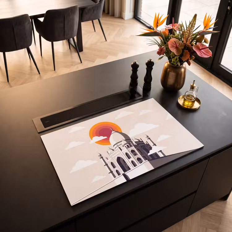 Taj Mahal - Zon - Koepel - Architectuur - India - Grafisch Inductie beschermer vinyl 3mm klein -sfeer5