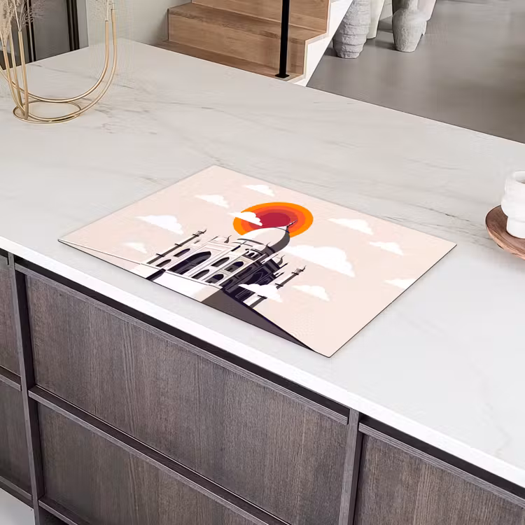 Taj Mahal - Zon - Koepel - Architectuur - India - Grafisch Inductie beschermer vinyl 3mm klein -sfeer8