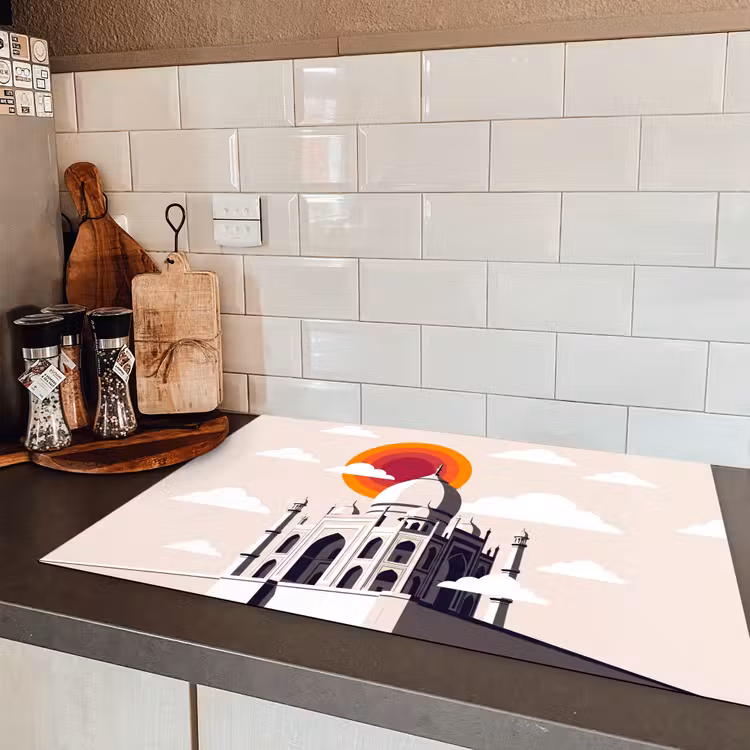 Taj Mahal - Zon - Koepel - Architectuur - India - Grafisch Inductie beschermer vinyl 3mm klein -sfeer3