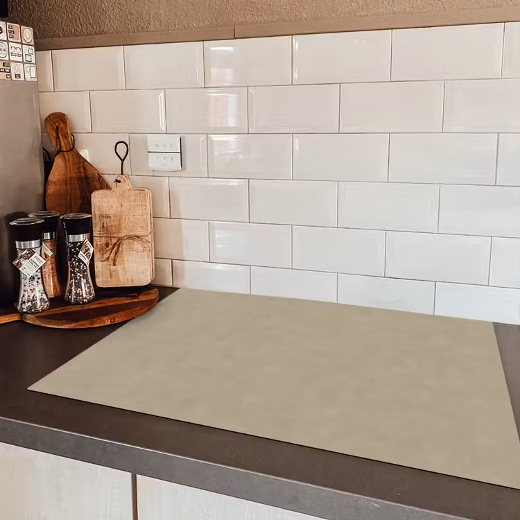 Taupekleur - Gewolkt textuur - Natuurlijk Inductie beschermer vinyl 3mm klein 276 -sfeer3