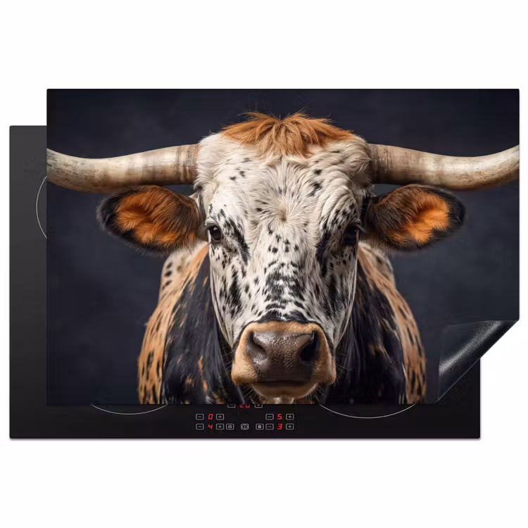 Stier - Kleurrijk - Hoorns Inductie beschermer vinyl 3mm klein -3d