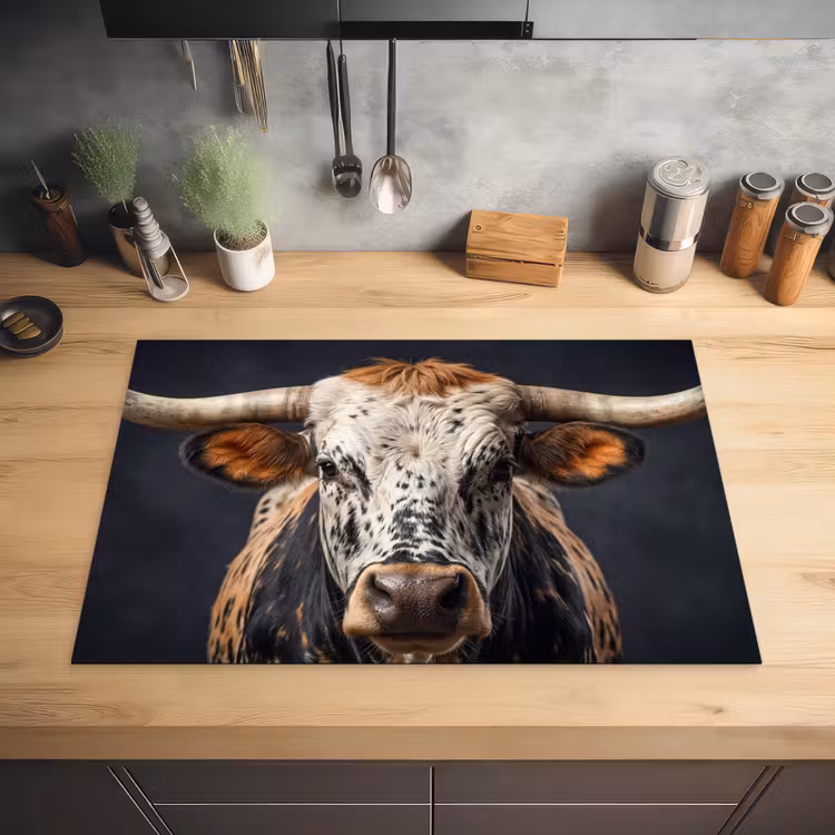 Stier - Kleurrijk - Hoorns Inductie beschermer vinyl 3mm klein -sfeer5