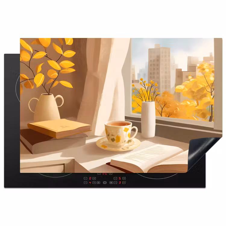 Thee - Boek - Thee - Herfst Inductie beschermer vinyl 3mm klein -3d