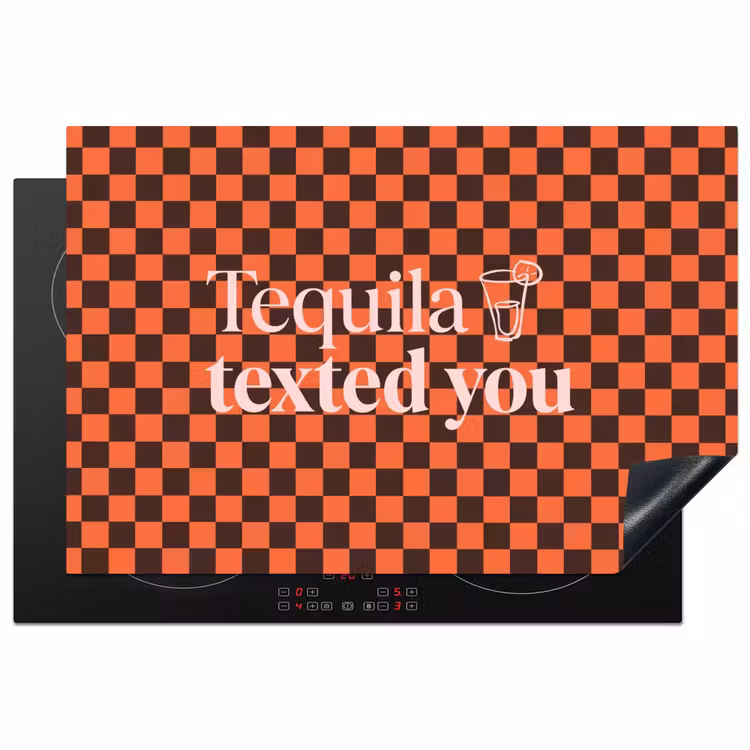 Tequila texted you - Glas - Vierkanten - Oranje Inductie beschermer vinyl 3mm klein -3d